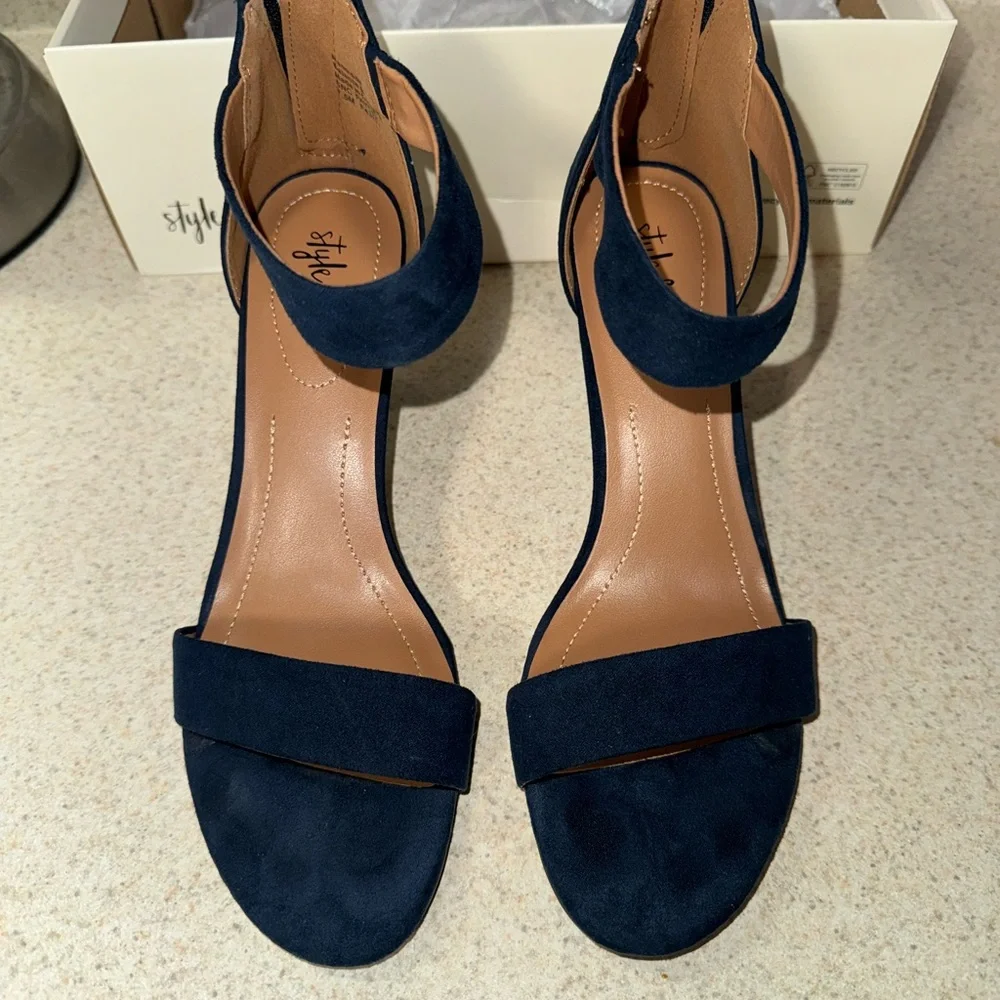Style & Co. Navy Blue Heeled Sandals - Picture 1 of 7